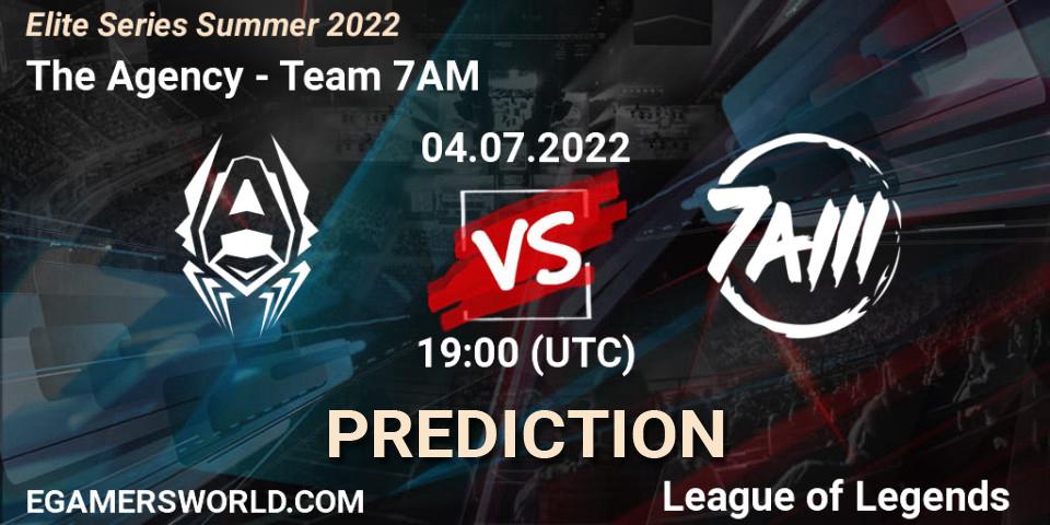 The Agency contre Team 7AM : prédiction de match. 04.07.2022 at 19:00. LoL, Elite Series Summer 2022