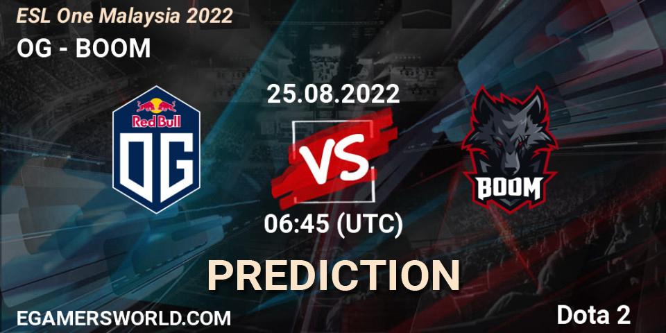 OG contre BOOM : prédiction de match. 25.08.22. Dota 2, ESL One Malaysia 2022