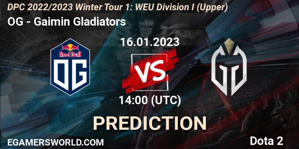 OG contre Gaimin Gladiators : prédiction de match. 16.01.2023 at 13:57. Dota 2, DPC 2022/2023 Winter Tour 1: WEU Division I (Upper)