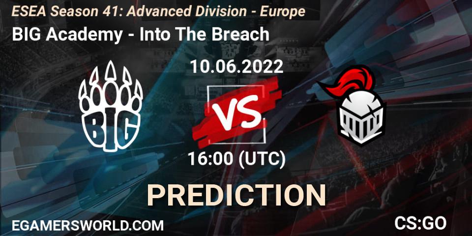 BIG Academy contre Into The Breach : prédiction de match. 10.06.2022 at 16:00. Counter-Strike (CS2), ESEA Season 41: Advanced Division - Europe