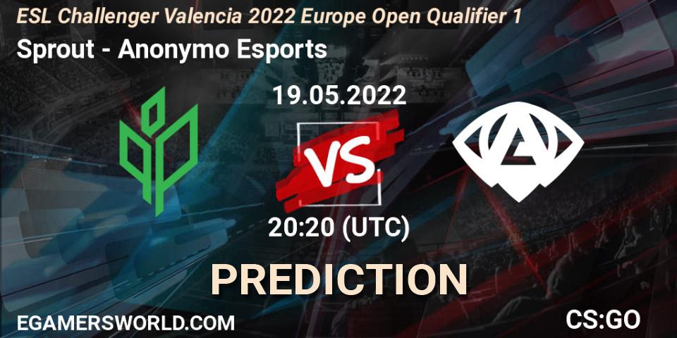 Sprout contre Anonymo Esports : prédiction de match. 19.05.2022 at 20:20. Counter-Strike (CS2), ESL Challenger Valencia 2022 Europe Open Qualifier 1