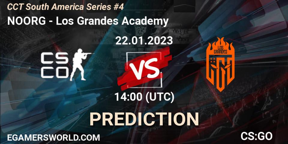 NOORG contre Los Grandes Academy : prédiction de match. 22.01.2023 at 14:00. Counter-Strike (CS2), CCT South America Series #4
