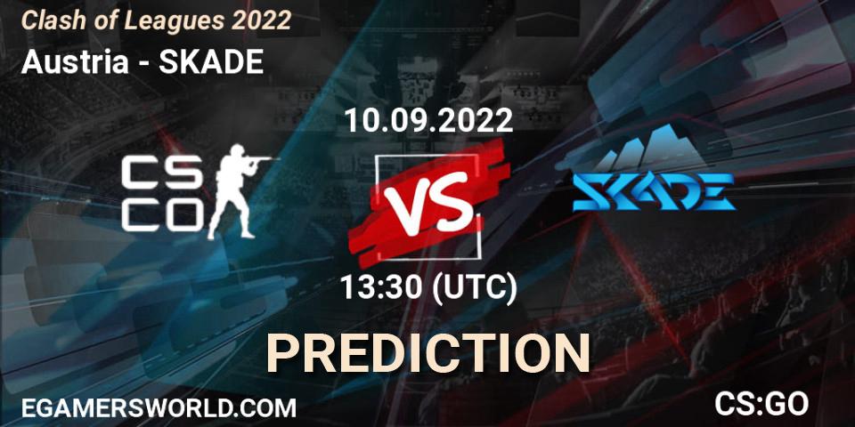Austria contre SKADE : prédiction de match. 10.09.2022 at 13:30. Counter-Strike (CS2), Clash of Leagues 2022
