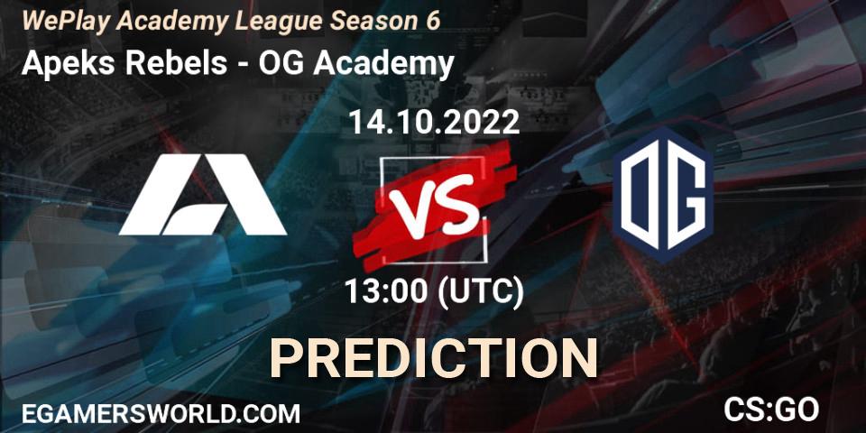 Apeks Rebels contre OG Academy : prédiction de match. 14.10.22. CS2 (CS:GO), WePlay Academy League Season 6