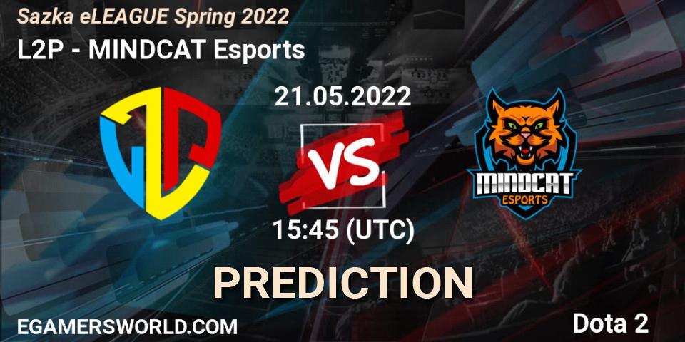 L2P contre MINDCAT Esports : prédiction de match. 21.05.2022 at 10:21. Dota 2, Sazka eLEAGUE Spring 2022