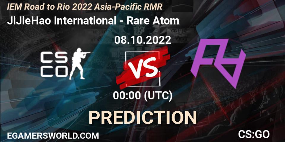 JiJieHao International contre Rare Atom : prédiction de match. 08.10.2022 at 00:00. Counter-Strike (CS2), IEM Road to Rio 2022 Asia-Pacific RMR