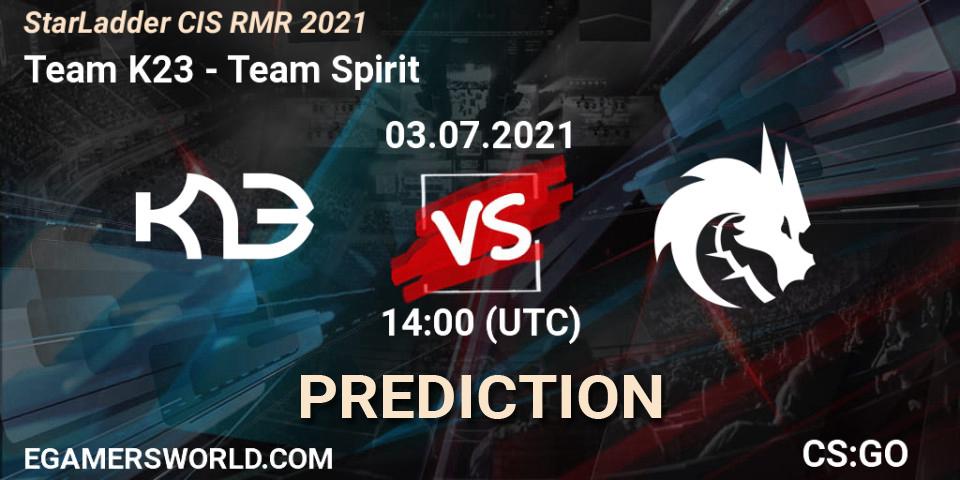 Team K23 contre Team Spirit : prédiction de match. 03.07.2021 at 14:00. Counter-Strike (CS2), StarLadder CIS RMR 2021