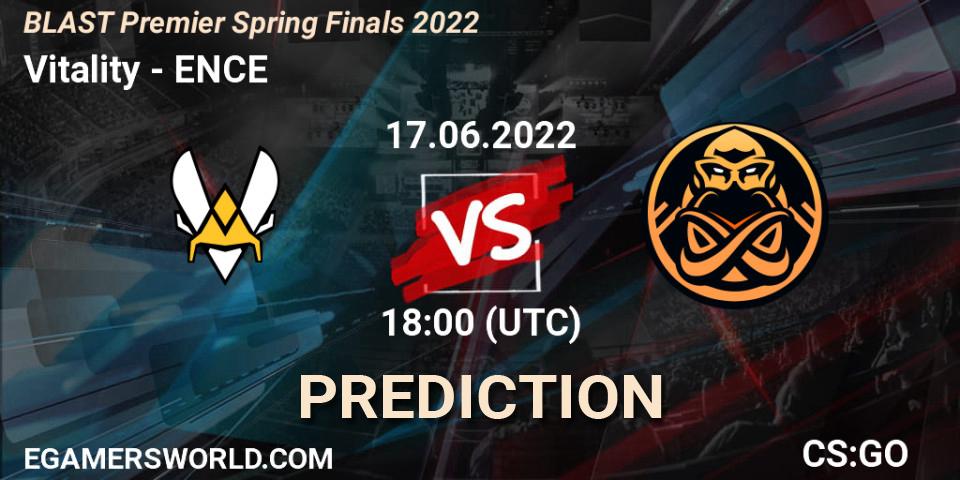 Vitality contre ENCE : prédiction de match. 17.06.2022 at 16:40. Counter-Strike (CS2), BLAST Premier Spring Finals 2022 