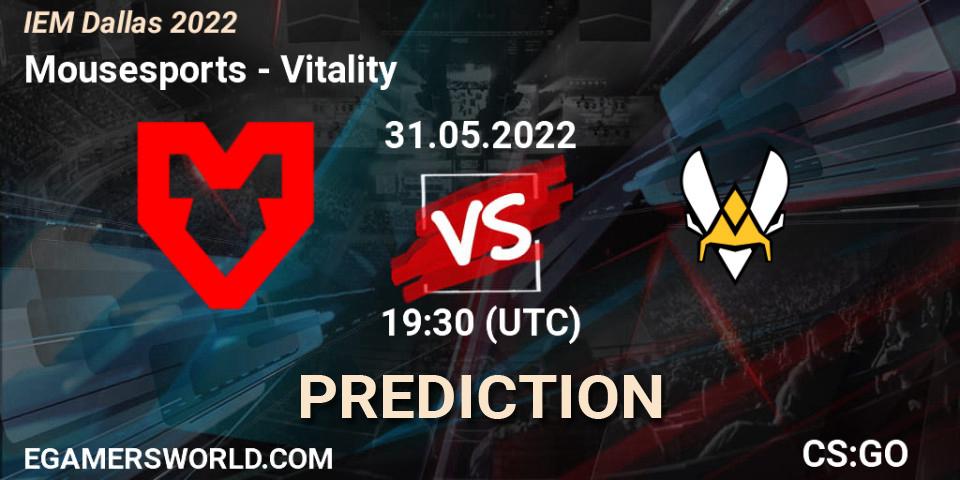 Mousesports contre Vitality : prédiction de match. 31.05.2022 at 19:30. Counter-Strike (CS2), IEM Dallas 2022