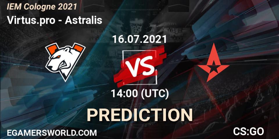 Virtus.pro contre Astralis : prédiction de match. 16.07.2021 at 14:00. Counter-Strike (CS2), IEM Cologne 2021