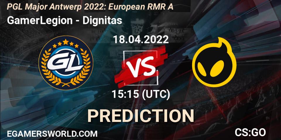 GamerLegion contre Dignitas : prédiction de match. 18.04.22. CS2 (CS:GO), PGL Major Antwerp 2022: European RMR A