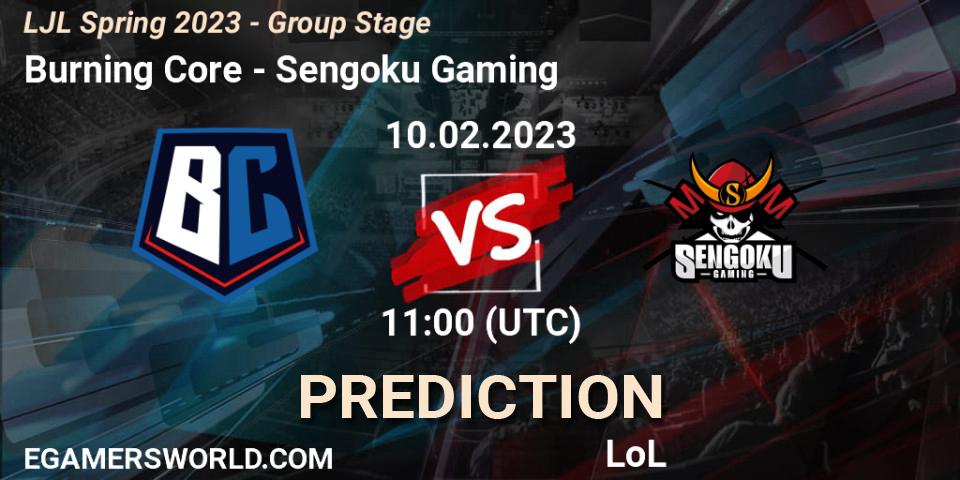 Burning Core contre Sengoku Gaming : prédiction de match. 10.02.23. LoL, LJL Spring 2023 - Group Stage
