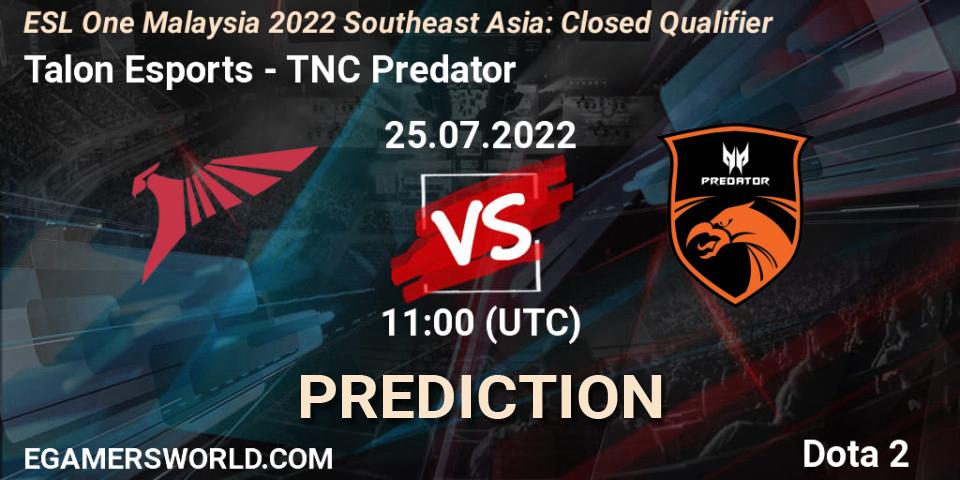 Talon Esports contre TNC Predator : prédiction de match. 25.07.2022 at 10:43. Dota 2, ESL One Malaysia 2022 Southeast Asia: Closed Qualifier