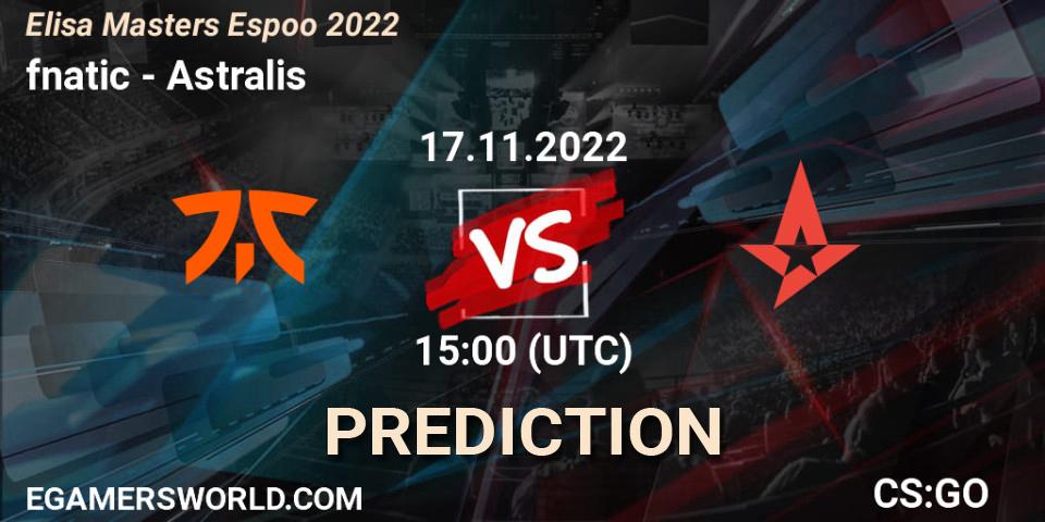 fnatic contre Astralis : prédiction de match. 17.11.22. CS2 (CS:GO), Elisa Masters Espoo 2022