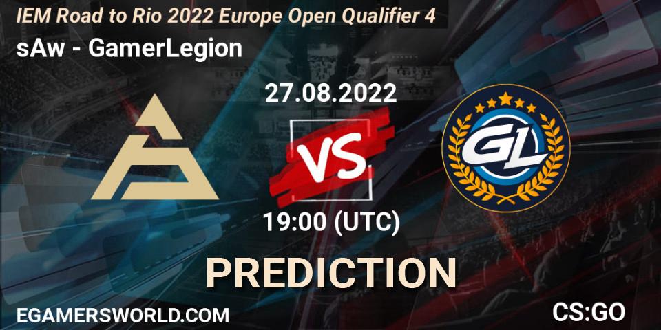 sAw contre GamerLegion : prédiction de match. 27.08.2022 at 18:45. Counter-Strike (CS2), IEM Road to Rio 2022 Europe Open Qualifier 4