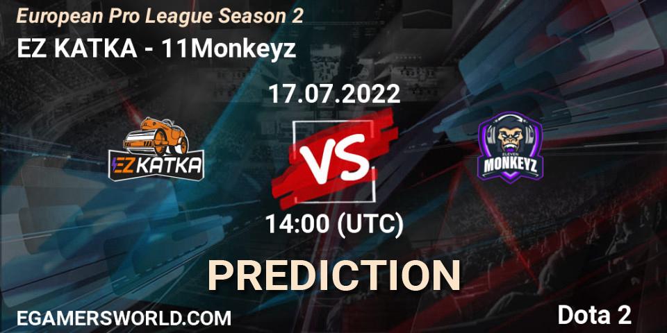 EZ KATKA contre 11Monkeyz : prédiction de match. 17.07.2022 at 14:04. Dota 2, European Pro League Season 2