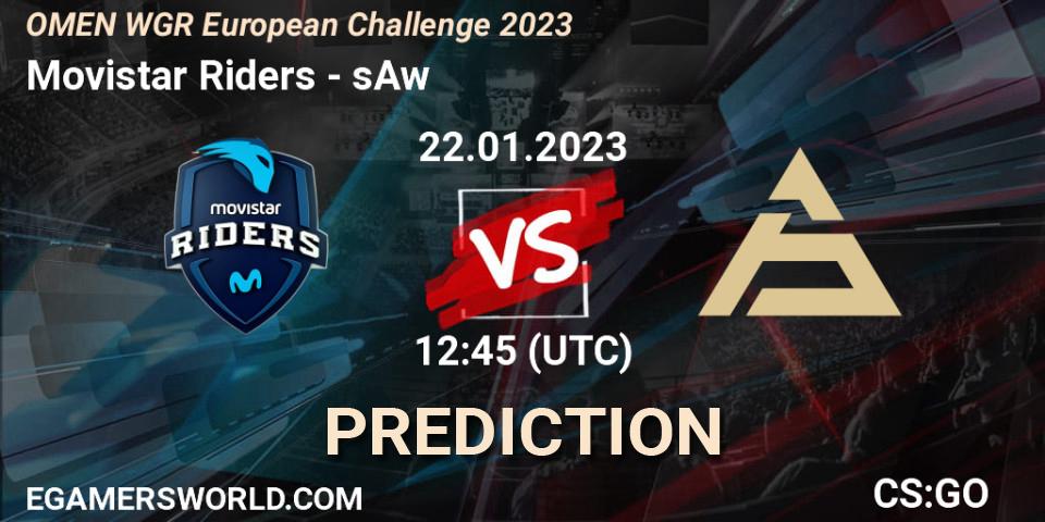 Movistar Riders contre sAw : prédiction de match. 22.01.2023 at 12:45. Counter-Strike (CS2), OMEN WGR European Challenge 2023