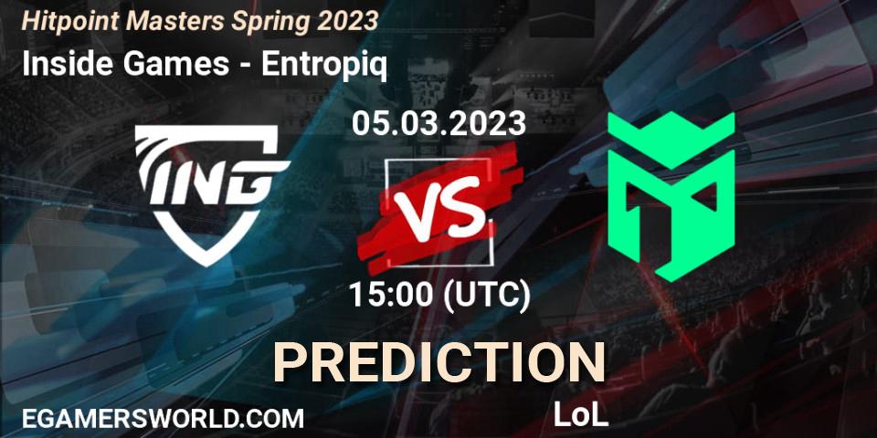Inside Games contre Entropiq : prédiction de match. 07.02.23. LoL, Hitpoint Masters Spring 2023