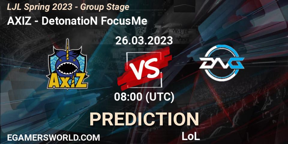 AXIZ contre DetonatioN FocusMe : prédiction de match. 26.03.23. LoL, LJL Spring 2023 - Group Stage