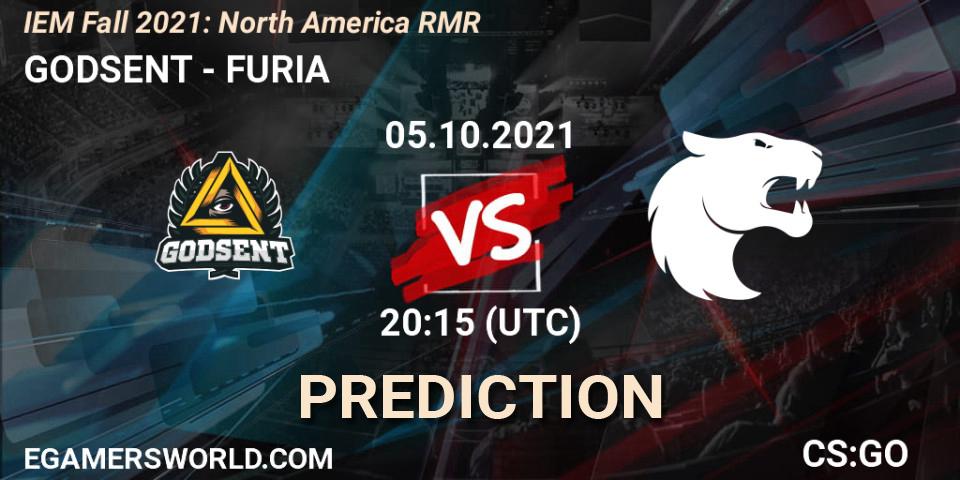 GODSENT contre FURIA : prédiction de match. 05.10.2021 at 20:15. Counter-Strike (CS2), IEM Fall 2021: North America RMR