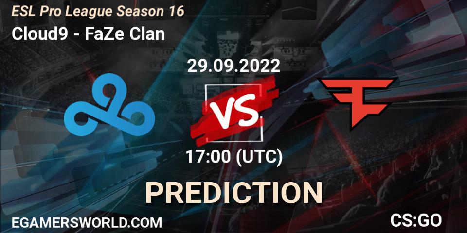 Cloud9 contre FaZe Clan : prédiction de match. 29.09.22. CS2 (CS:GO), ESL Pro League Season 16