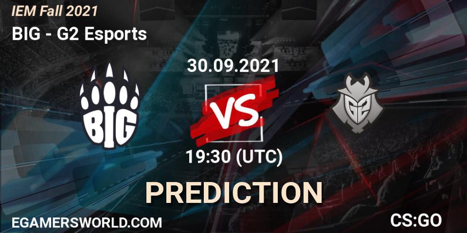 BIG contre G2 Esports : prédiction de match. 30.09.2021 at 20:30. Counter-Strike (CS2), IEM Fall 2021: Europe RMR
