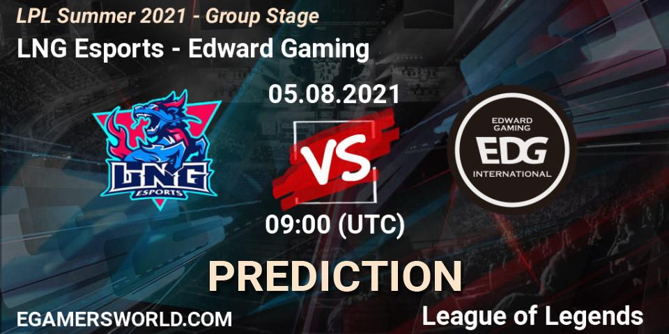 LNG Esports contre Edward Gaming : prédiction de match. 05.08.2021 at 10:00. LoL, LPL Summer 2021 - Group Stage
