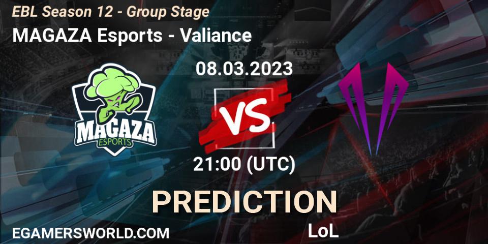 MAGAZA Esports contre Valiance : prédiction de match. 08.03.23. LoL, EBL Season 12 - Group Stage