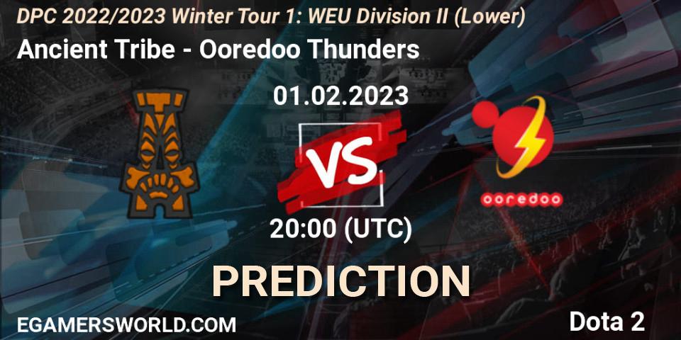 Ancient Tribe contre Ooredoo Thunders : prédiction de match. 01.02.23. Dota 2, DPC 2022/2023 Winter Tour 1: WEU Division II (Lower)