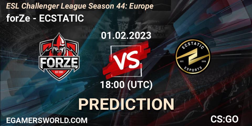 forZe contre ECSTATIC : prédiction de match. 01.02.23. CS2 (CS:GO), ESL Challenger League Season 44: Europe
