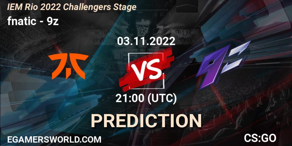 fnatic contre 9z : prédiction de match. 03.11.2022 at 21:20. Counter-Strike (CS2), IEM Rio 2022 Challengers Stage