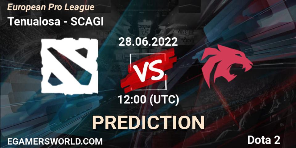 Tenualosa contre SCAGI : prédiction de match. 28.06.2022 at 13:17. Dota 2, European Pro League