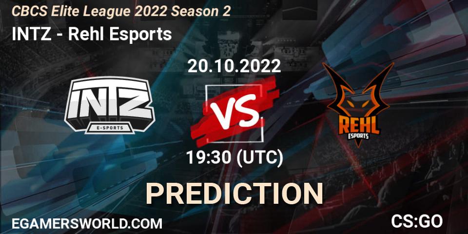 INTZ contre Rehl Esports : prédiction de match. 20.10.2022 at 18:20. Counter-Strike (CS2), CBCS Elite League 2022 Season 2