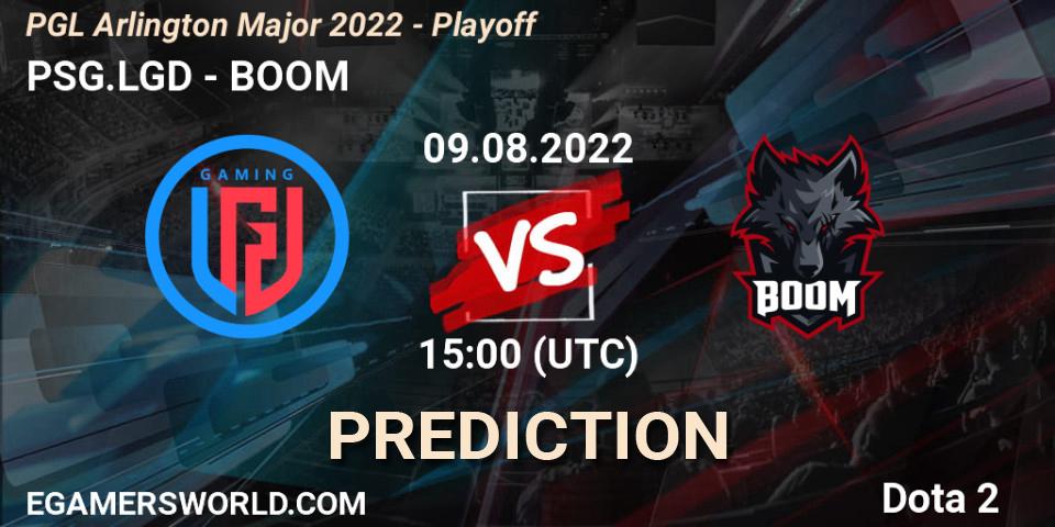 PSG.LGD contre BOOM : prédiction de match. 09.08.2022 at 15:01. Dota 2, PGL Arlington Major 2022 - Playoff