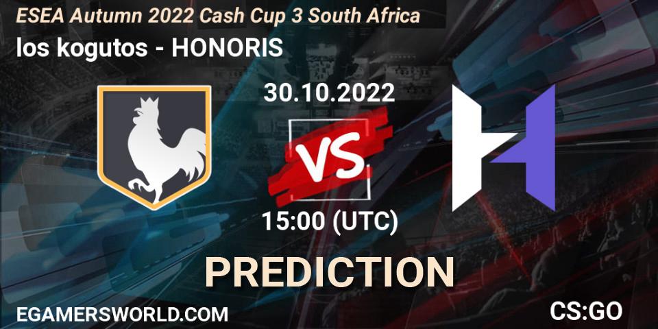 los kogutos contre HONORIS : prédiction de match. 30.10.22. CS2 (CS:GO), ESEA Autumn 2022 Cash Cup 3 South Africa