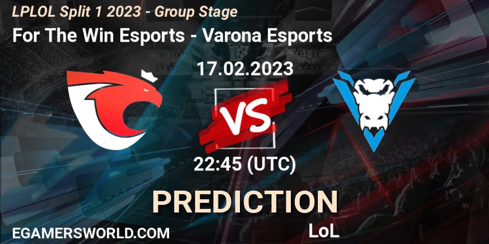 For The Win Esports contre Varona Esports : prédiction de match. 17.02.2023 at 23:00. LoL, LPLOL Split 1 2023 - Group Stage