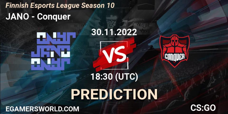 JANO contre Conquer : prédiction de match. 30.11.22. CS2 (CS:GO), Finnish Esports League Season 10