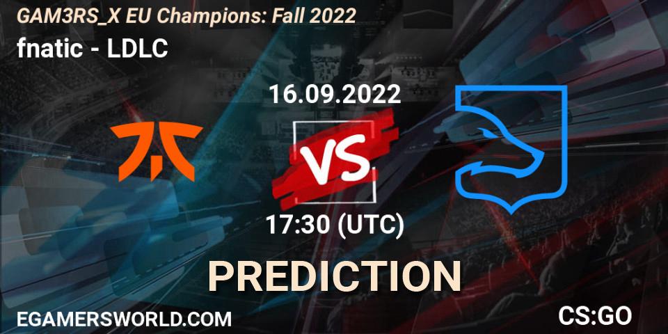 fnatic contre LDLC : prédiction de match. 16.09.2022 at 17:30. Counter-Strike (CS2), GAM3RS_X EU Champions: Fall 2022