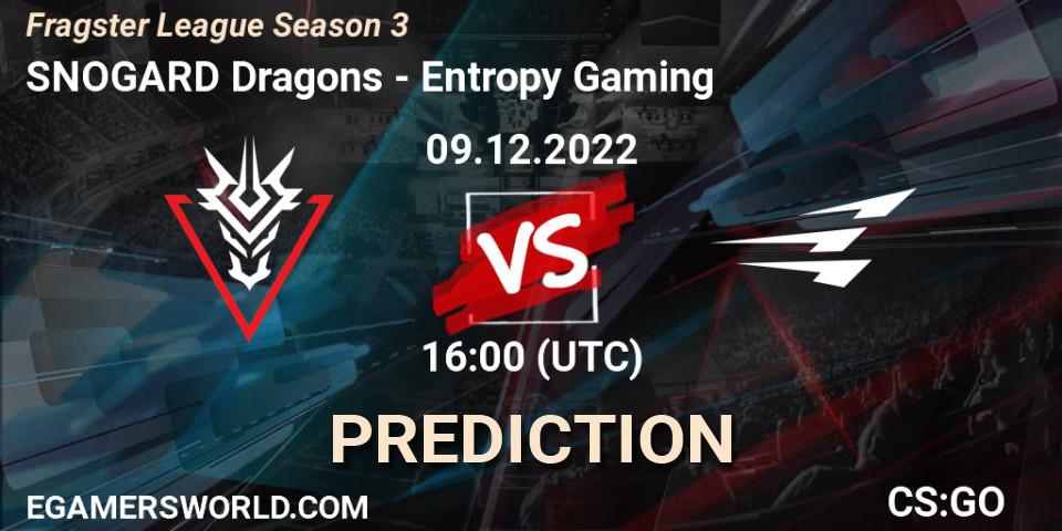 SNOGARD Dragons contre Entropy Gaming : prédiction de match. 09.12.2022 at 16:00. Counter-Strike (CS2), Fragster League Season 3