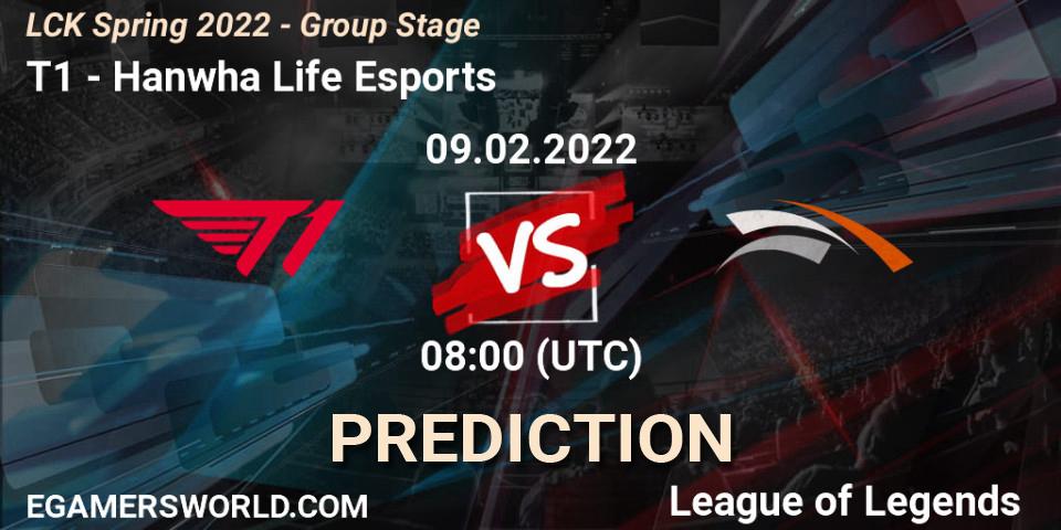 T1 contre Hanwha Life Esports : prédiction de match. 09.02.2022 at 08:00. LoL, LCK Spring 2022 - Group Stage
