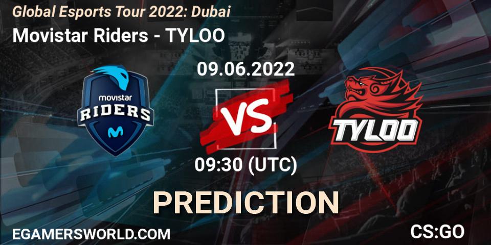 Movistar Riders contre TYLOO : prédiction de match. 09.06.2022 at 10:10. Counter-Strike (CS2), Global Esports Tour 2022: Dubai