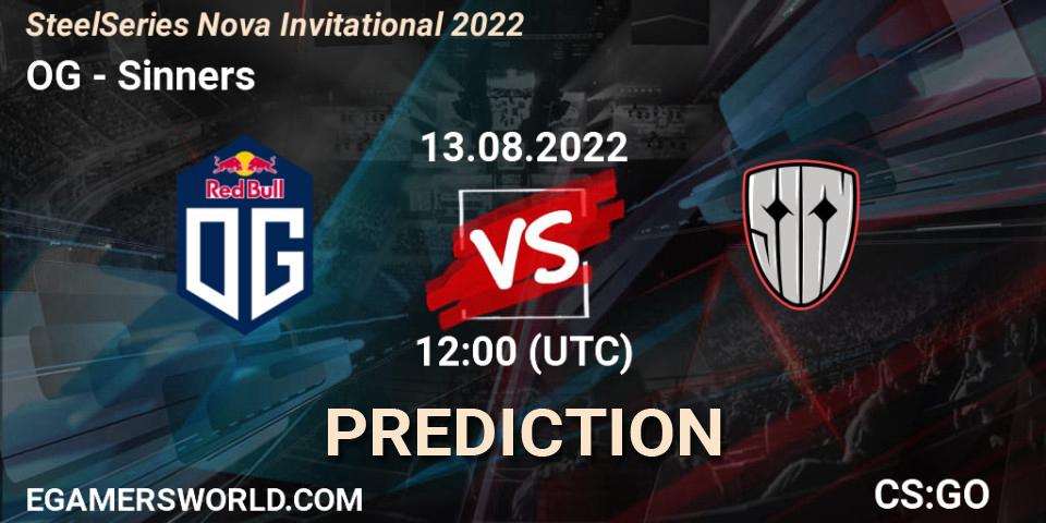 OG contre Sinners : prédiction de match. 13.08.2022 at 12:15. Counter-Strike (CS2), SteelSeries Nova Invitational 2022