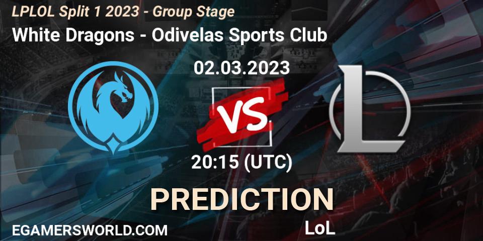 White Dragons contre Odivelas Sports Club : prédiction de match. 02.03.2023 at 20:15. LoL, LPLOL Split 1 2023 - Group Stage