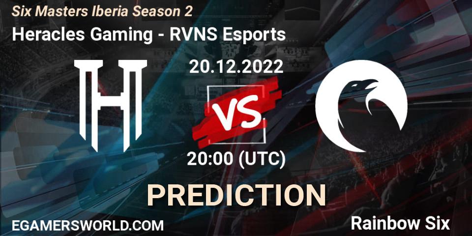 Heracles Gaming contre RVNS Esports : prédiction de match. 20.12.2022 at 20:00. Rainbow Six, Six Masters Iberia Season 2