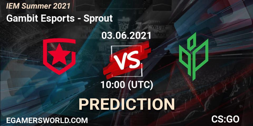 Gambit Esports contre Sprout : prédiction de match. 03.06.21. CS2 (CS:GO), IEM Summer 2021