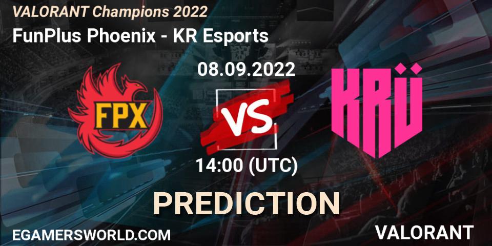 FunPlus Phoenix contre KRÜ Esports : prédiction de match. 08.09.22. VALORANT, VALORANT Champions 2022