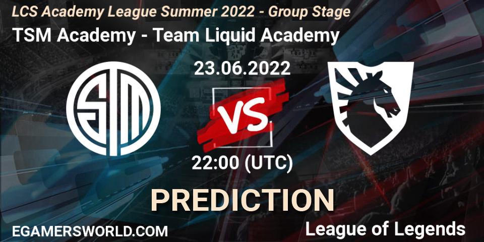 TSM Academy contre Team Liquid Academy : prédiction de match. 23.06.22. LoL, LCS Academy League Summer 2022 - Group Stage