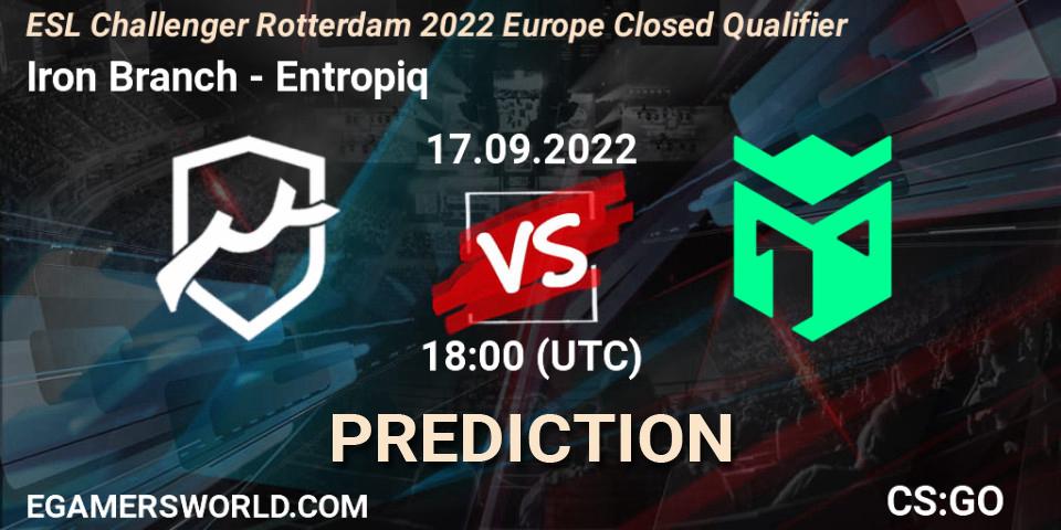 Iron Branch contre Entropiq : prédiction de match. 17.09.2022 at 18:00. Counter-Strike (CS2), ESL Challenger Rotterdam 2022 Europe Closed Qualifier