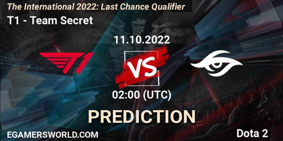T1 contre Team Secret : prédiction de match. 11.10.22. Dota 2, The International 2022: Last Chance Qualifier