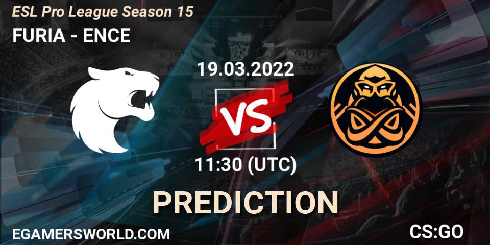 FURIA contre ENCE : prédiction de match. 19.03.2022 at 11:30. Counter-Strike (CS2), ESL Pro League Season 15